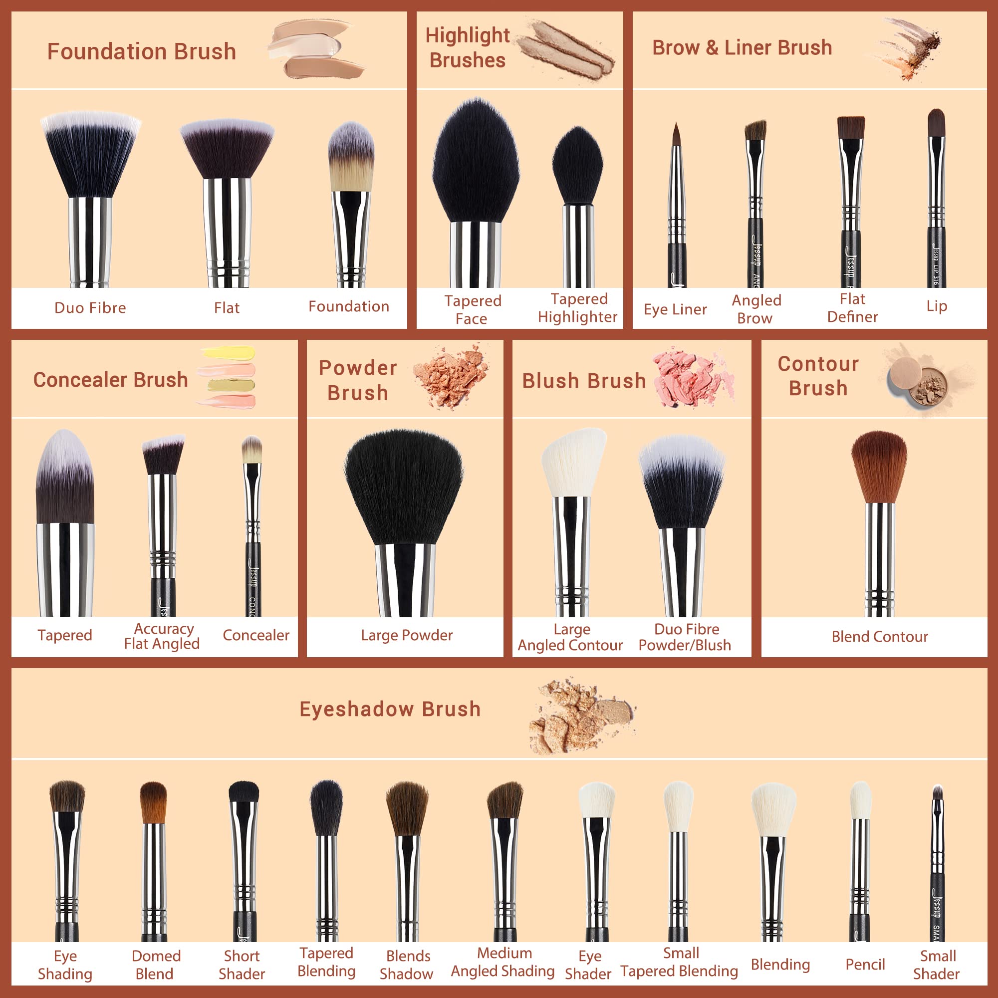 Amazon.com: Jessup Makeup Brushes Set Professional 27 pcs Brush